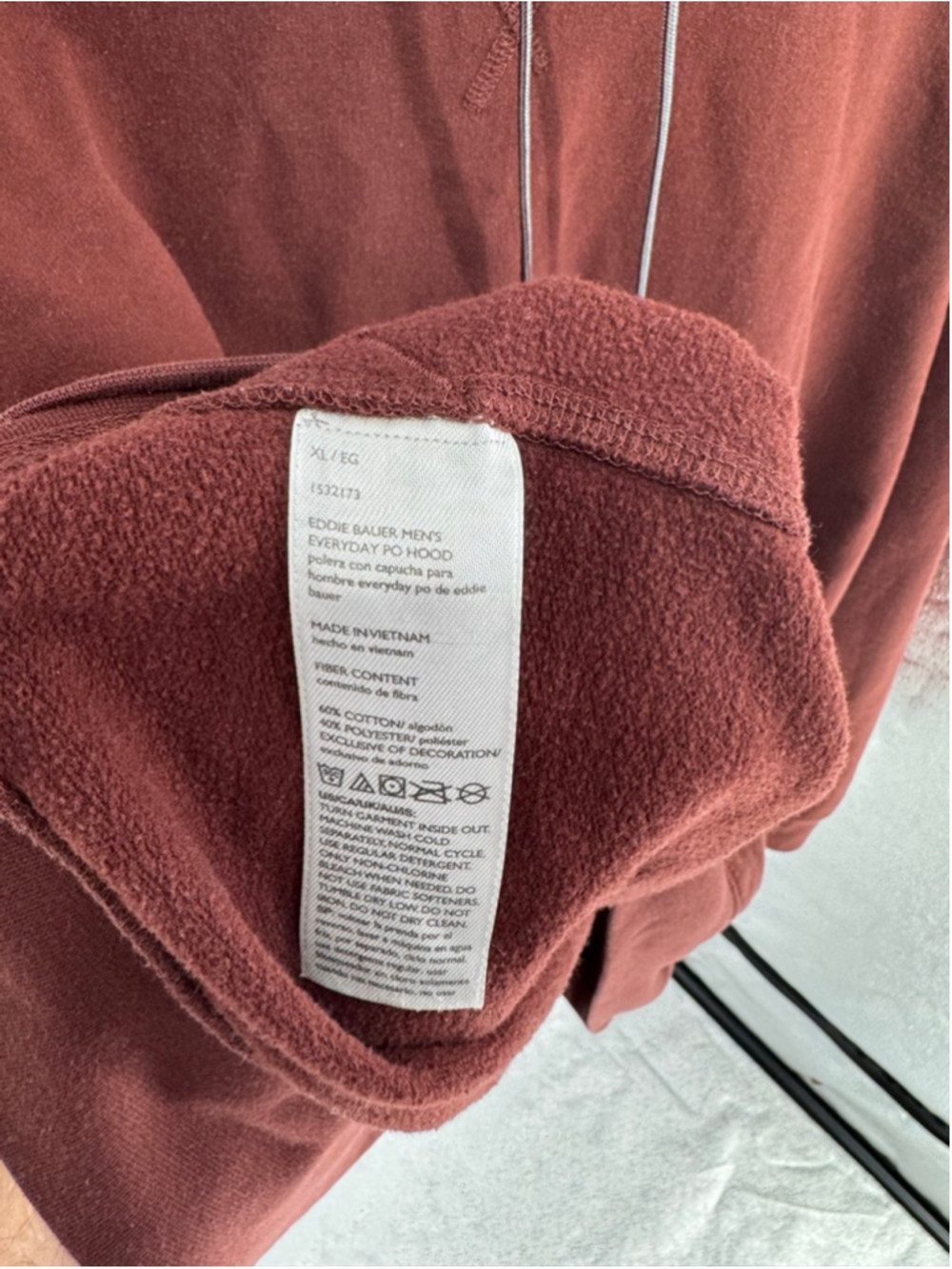 Eddie Bauer Everyday Fleece lined Red XLarge Pullover Hoodie item #2861 - Picture 10 of 10